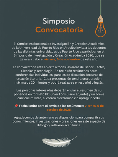 Convocatoria Simposio Investigación y Creación Académica
06/nov/2026